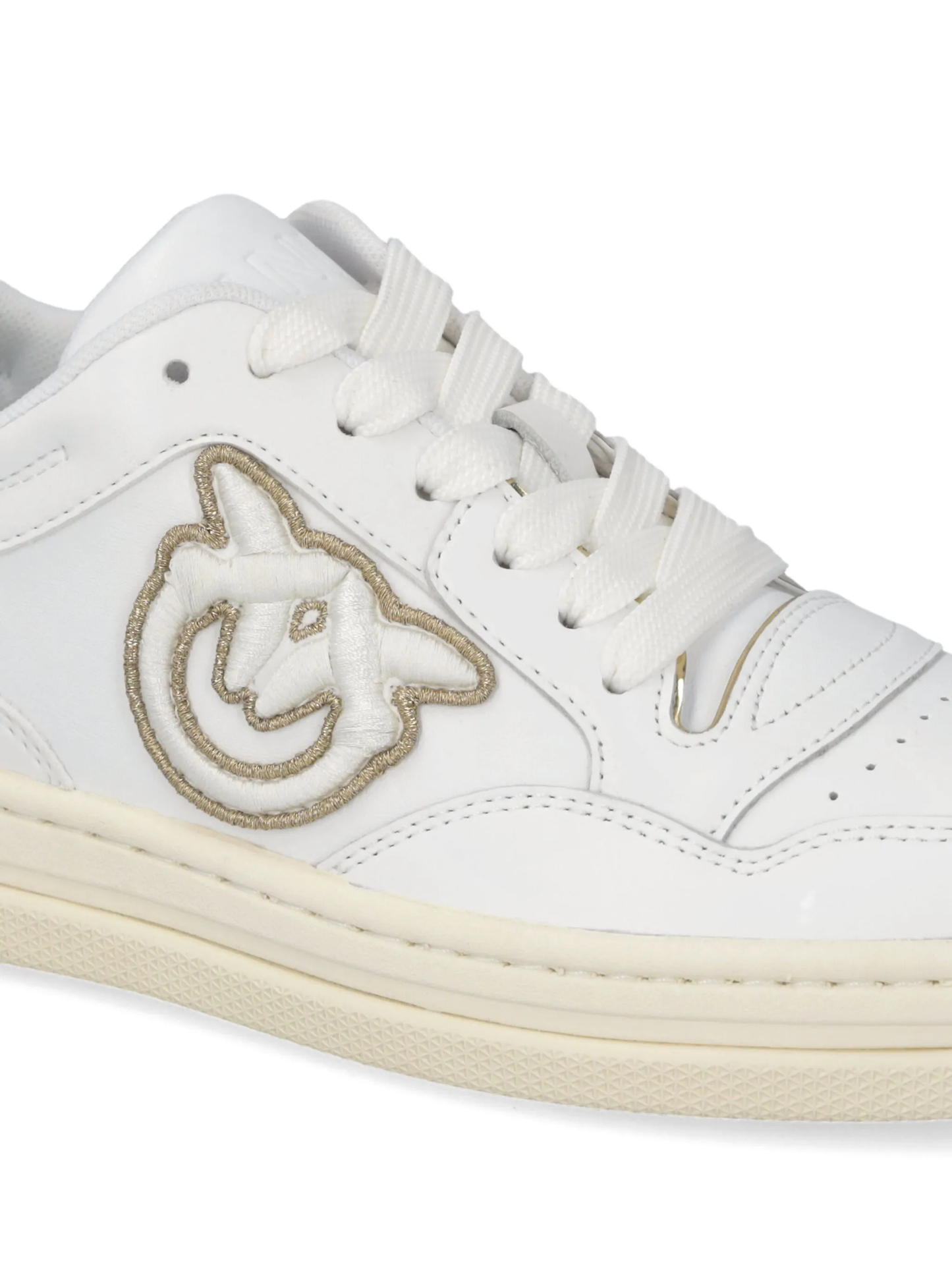 Pinko sneakers Mandy in pelle con logo Love Birds bianco oro