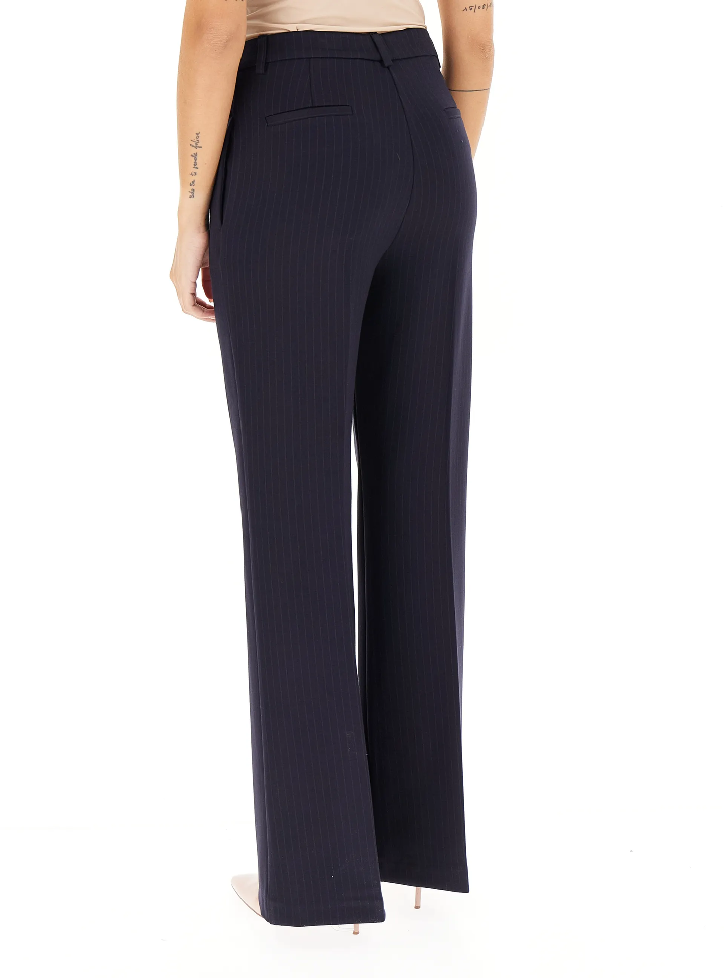 Vicolo pantaloni palazzo gessati blu