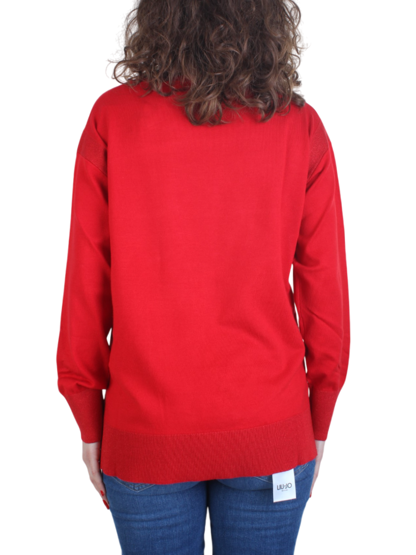 Opificio 4.0 maglia girocollo con tasche lurex rosso