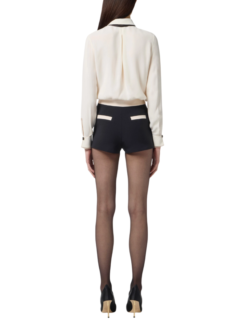 Elisabetta Franchi camicia in georgette con foulard bianco latte