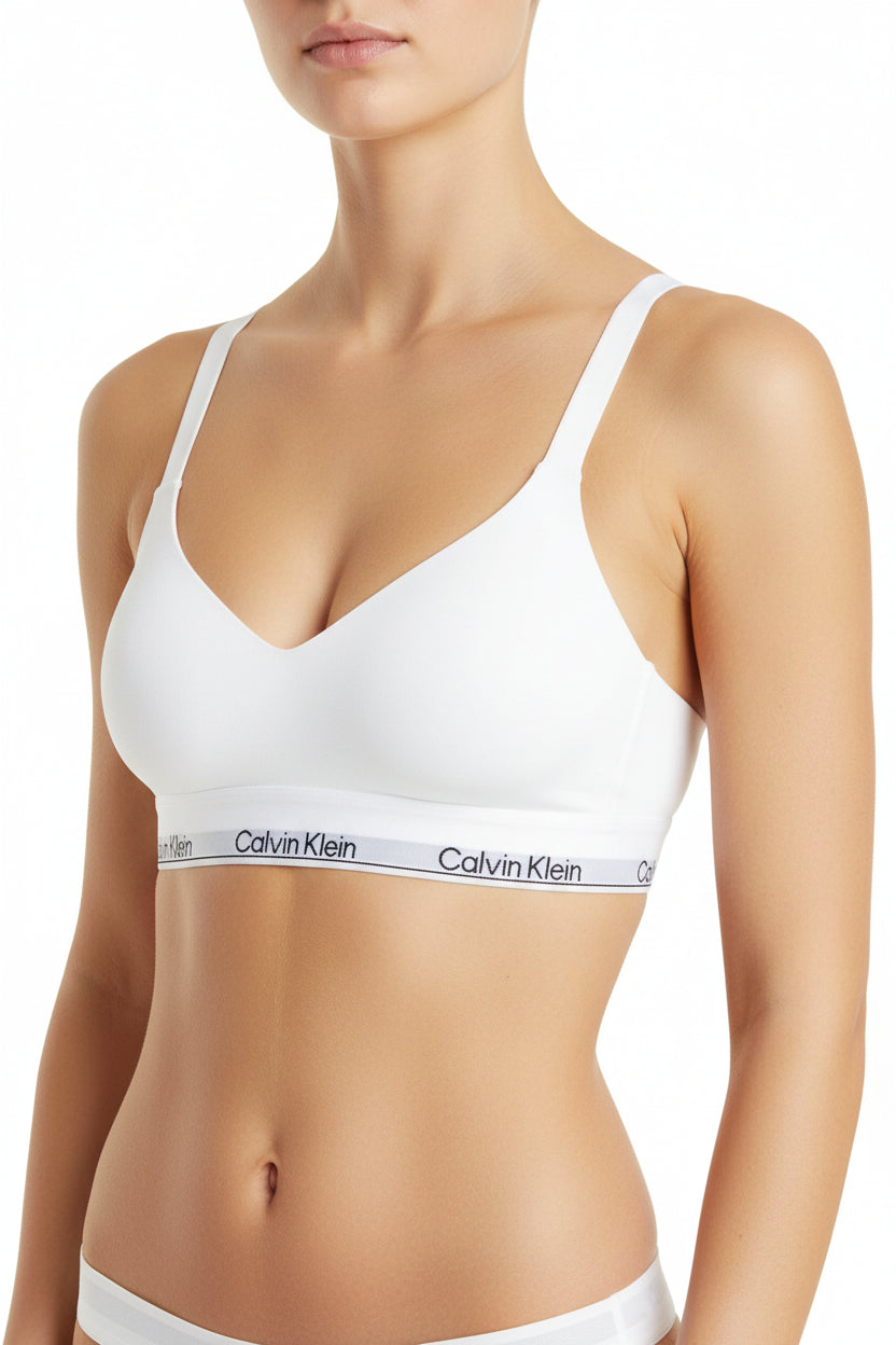 Calvin Klein reggiseno imbottito con fascia logata bianco - mem39