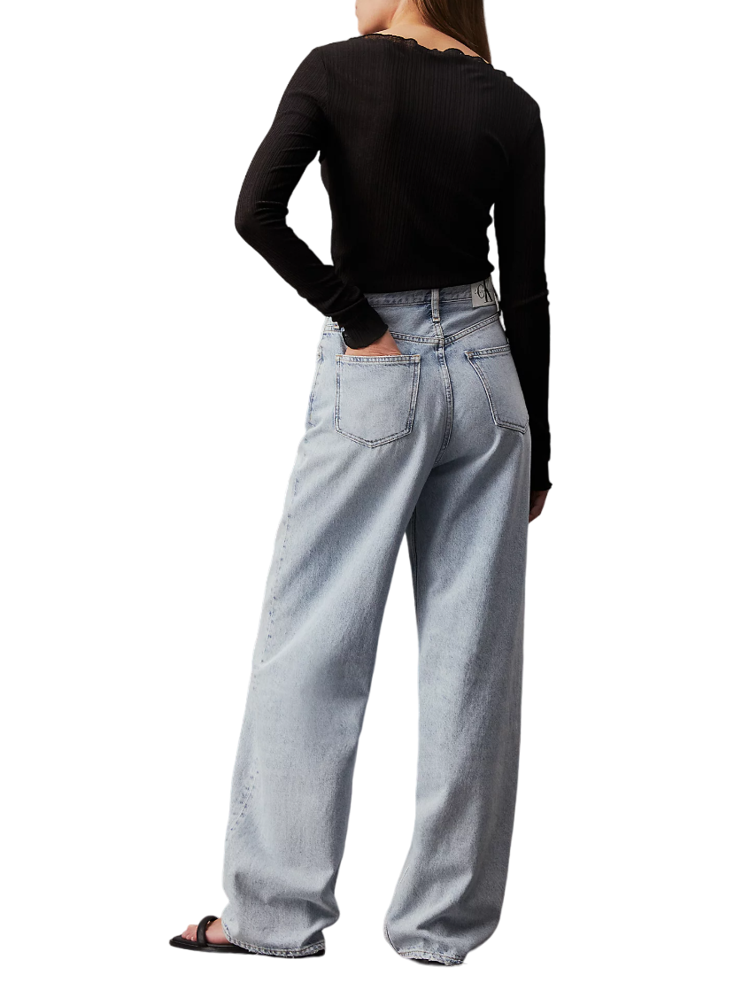 Calvin Klein Jeans jeans a vita alta wide leg lavaggio blu chiaro