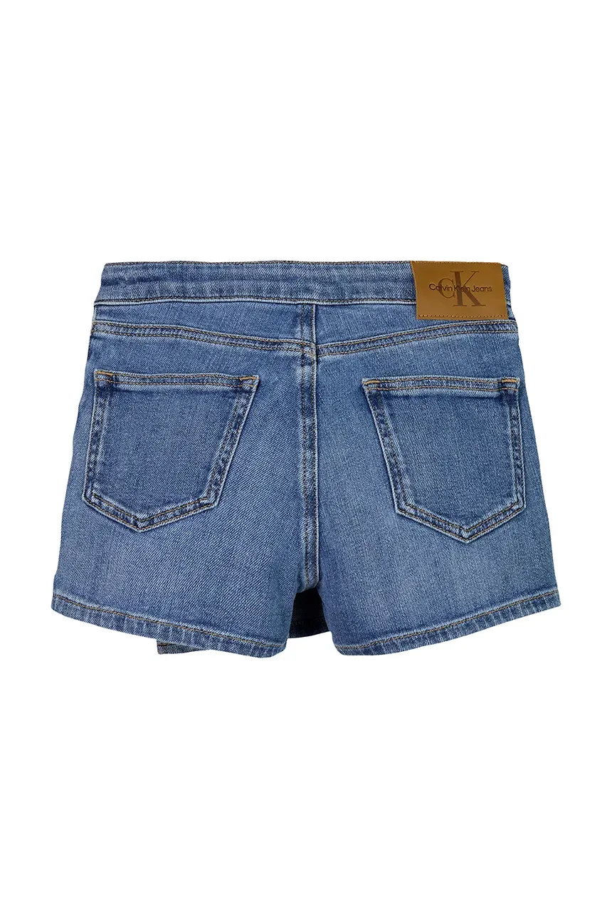 Calvin Klein Jeans gonna pantalone corta in denim lavaggio blu