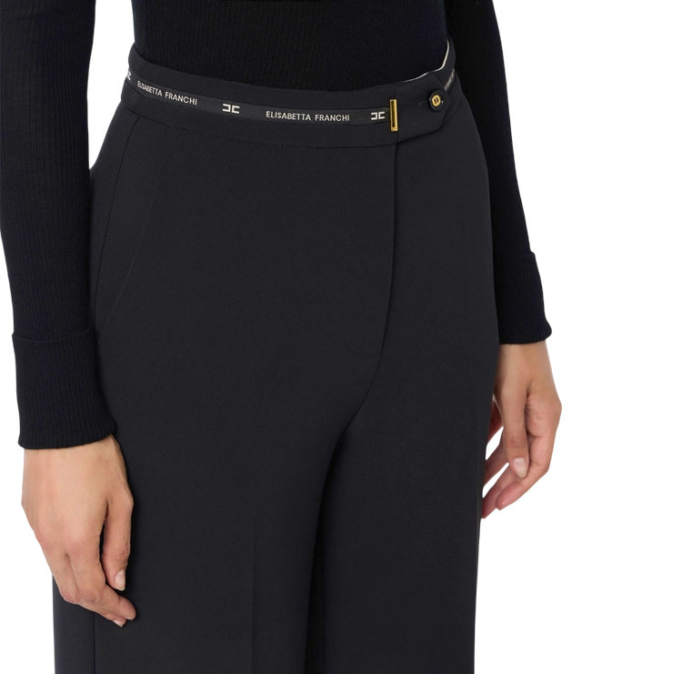 Elisabetta Franchi pantaloni palazzo in crepe nero