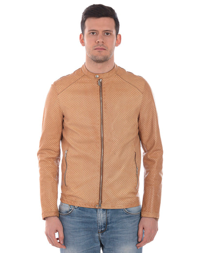 Giubbino Beige Pelle Ovina Daniele Alessandrini - mem39