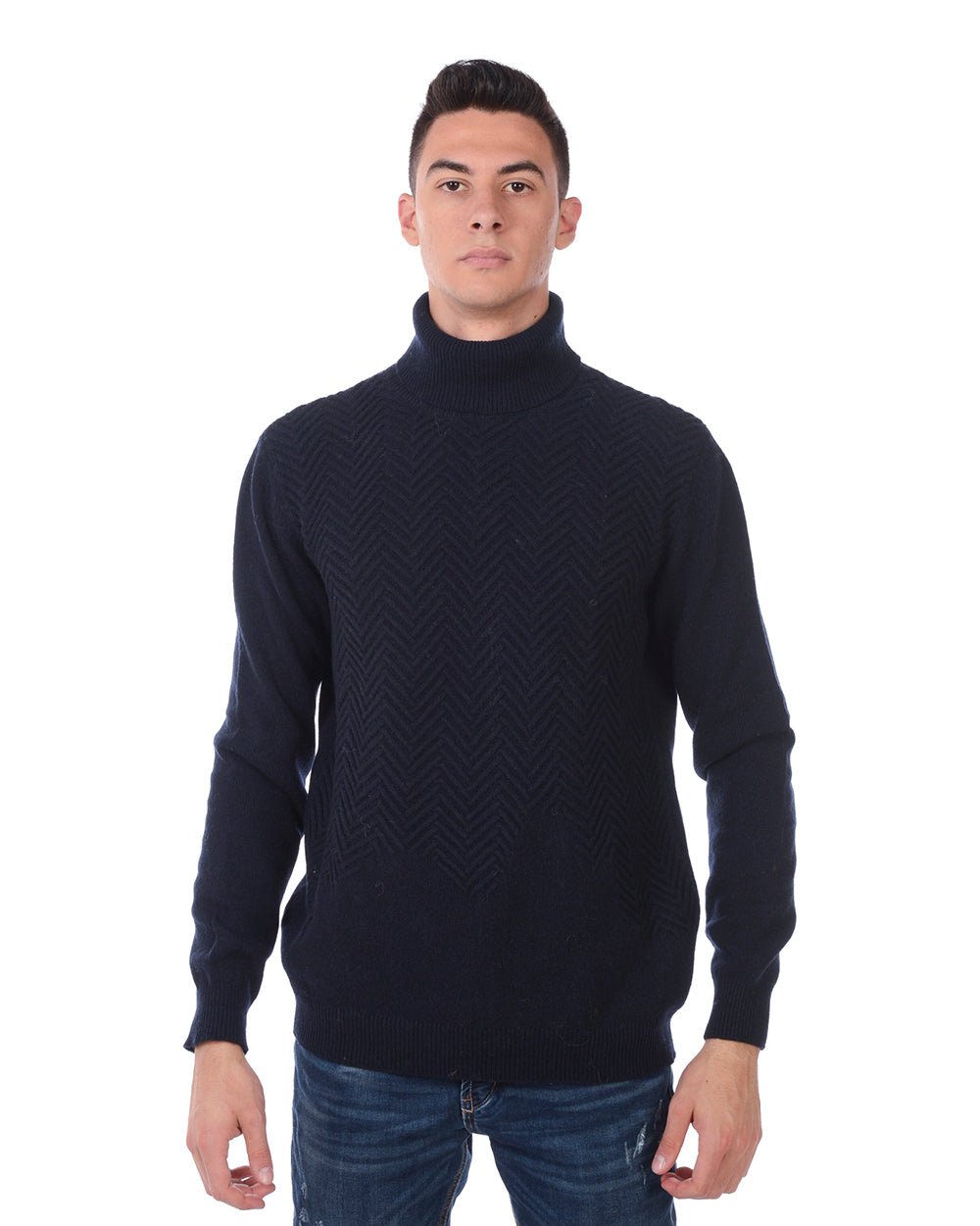 Maglione Nero Collo Alto Daniele Alessandrini - mem39