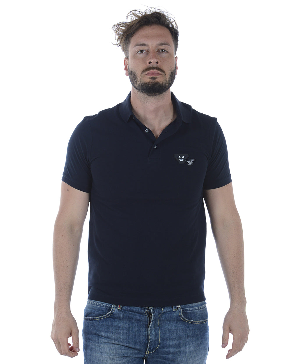 Polo Emporio Armani Blu Navy con Logo Ricamato - mem39