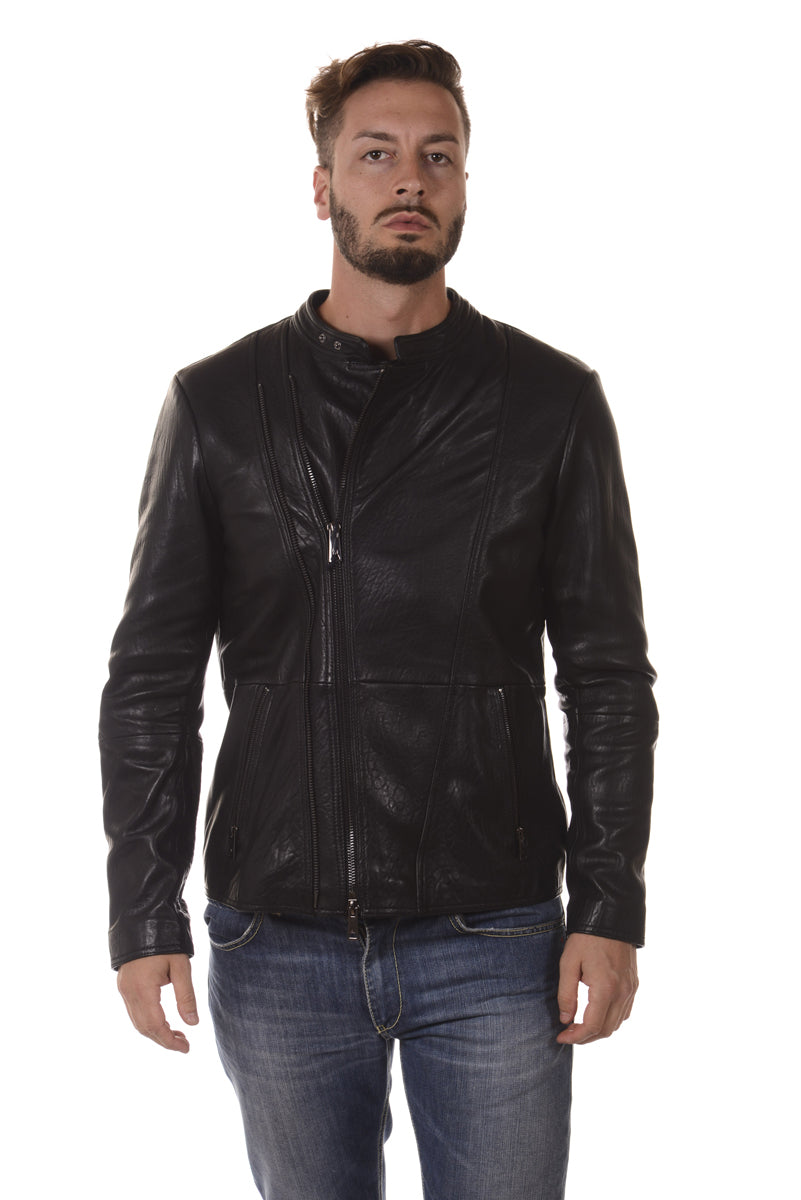 Giubbotto Armani Jeans Pelle di Agnello XL Nero - mem39