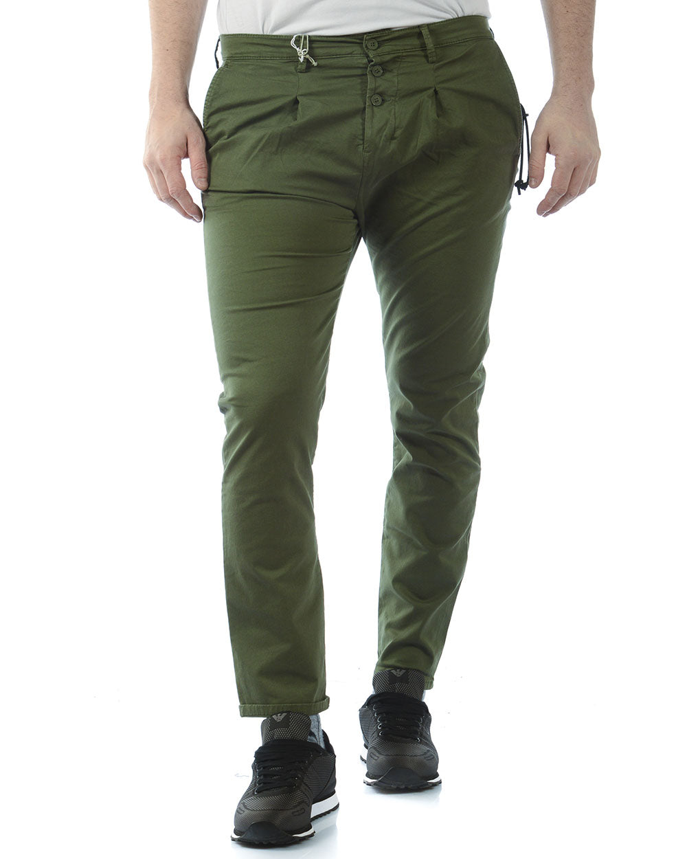 Pantaloni Verde Chiusura Bottoni - Daniele Alessandrini - mem39