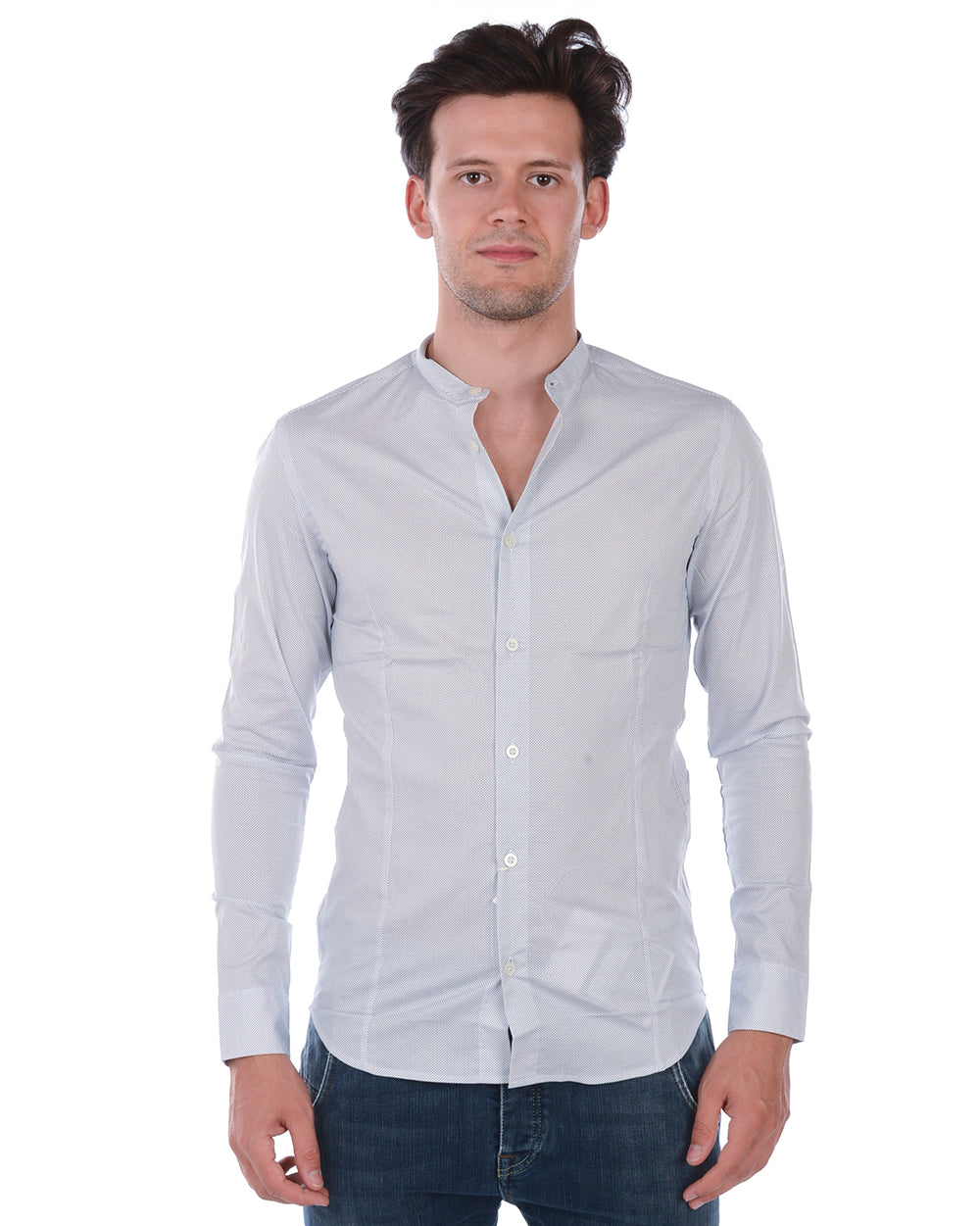 Camicia Daniele Alessandrini Blu Rosso in Cotone - mem39