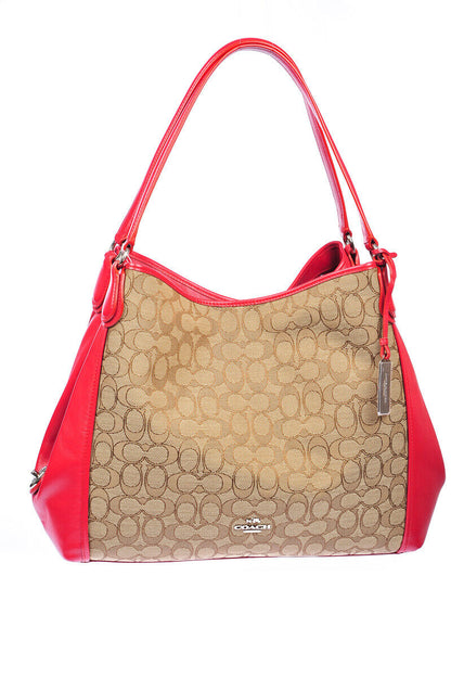 Borsa in Pelle Coach U Beige Marrone - mem39