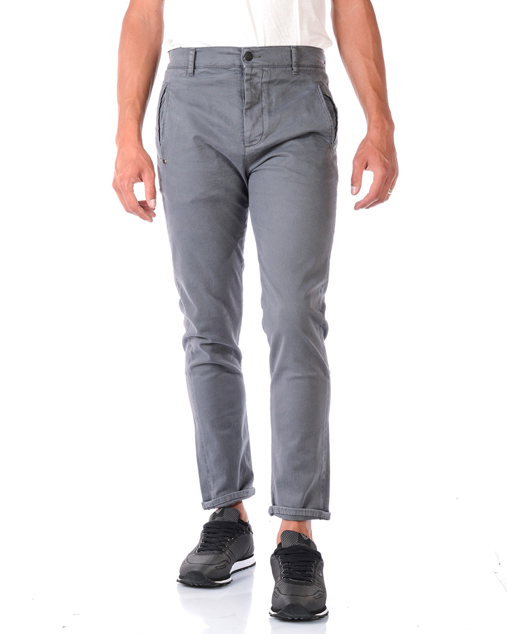 Jeans Grigio Daniele Alessandrini 31, Chiusura con Bottoni - mem39