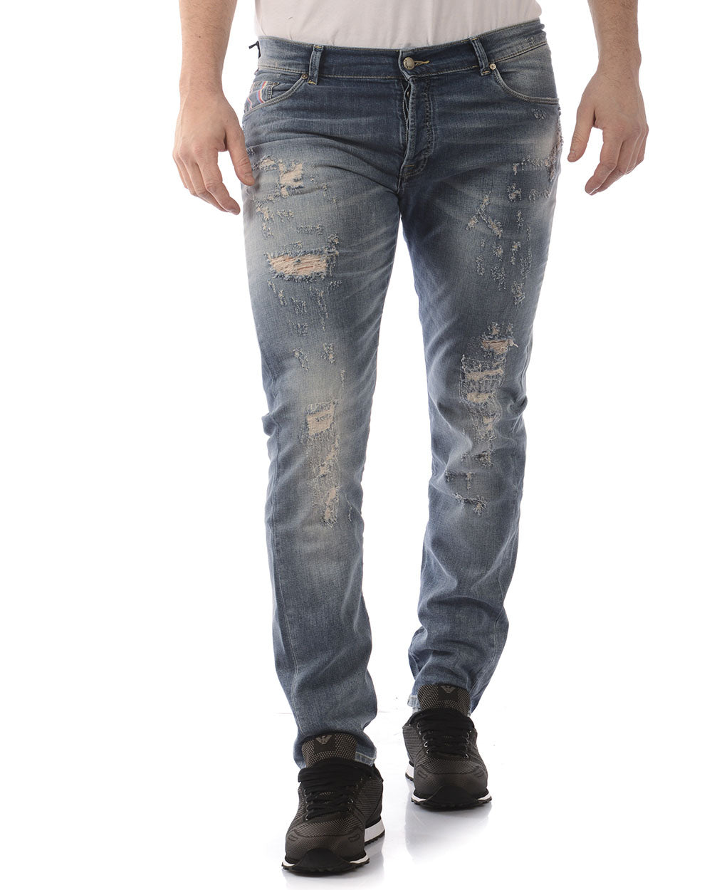 Jeans Denim Daniele Alessandrini con Chiusura a Bottoni - mem39