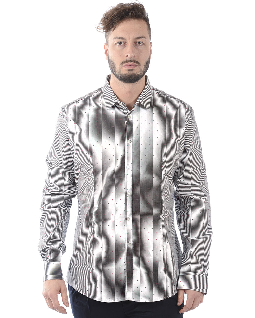 Camicia Daniele Alessandrini Cotone-Elastan Nera - Taglia 43 - mem39