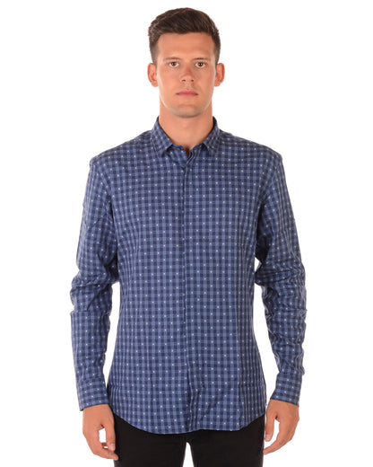 Camicia Daniele Alessandrini Blu in Cotone - Taglia 40 - mem39