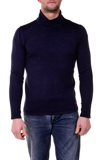 Maglia Lana Merino Blu Collo Alto - I'M C COUTURE - mem39