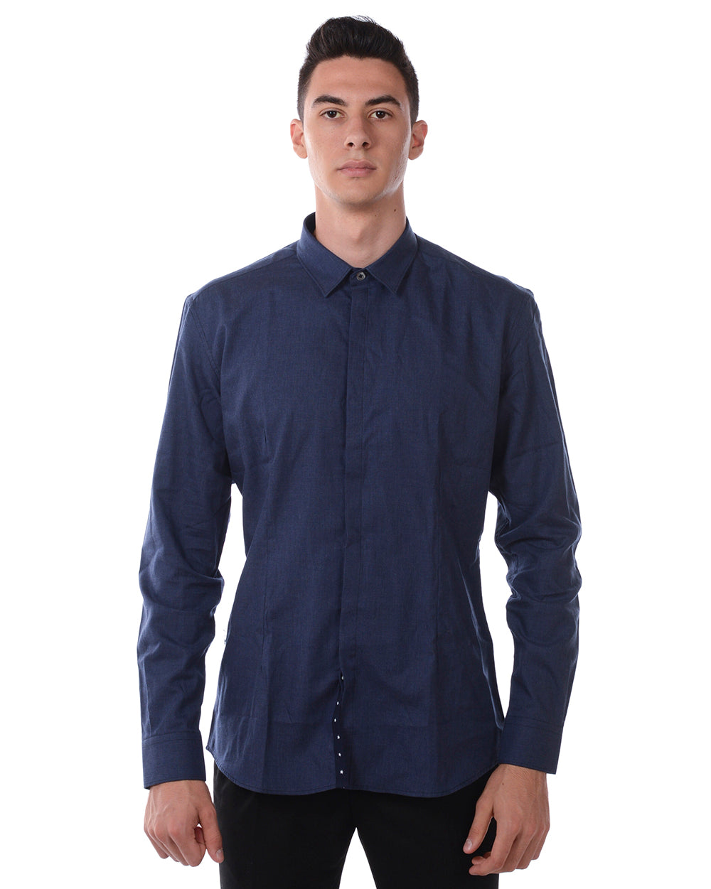 Camicia Blu Eleganza in Cotone - Daniele Alessandrini - mem39