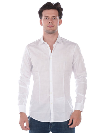 Camicia Blu Lino e Cotone Daniele Alessandrini - mem39