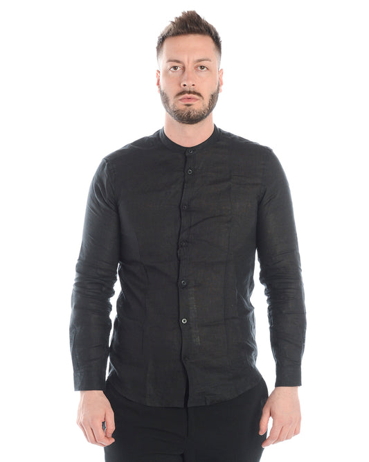 Camicia in Lino Nero Daniele Alessandrini - mem39