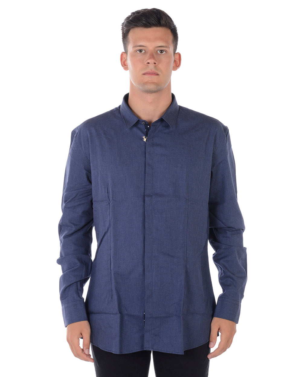 Camicia Blu Eleganza in Cotone - Daniele Alessandrini - mem39