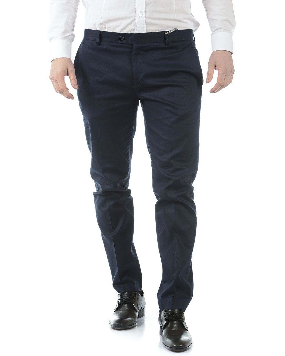 Pantaloni Blu Scuro in Cotone ed Elastan Daniele Alessandrini - mem39