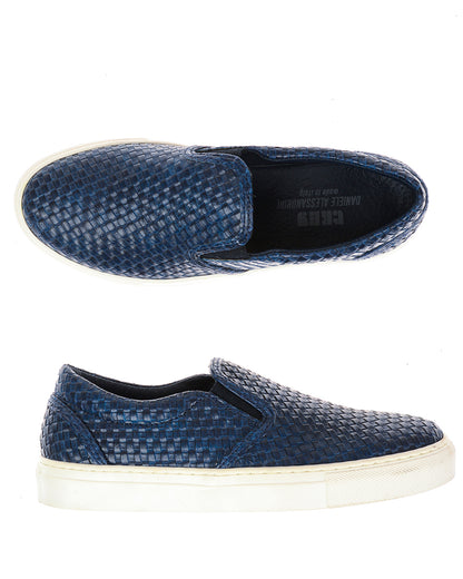 Sneakers Slip On Blu in Pelle by Daniele Alessandrini - mem39