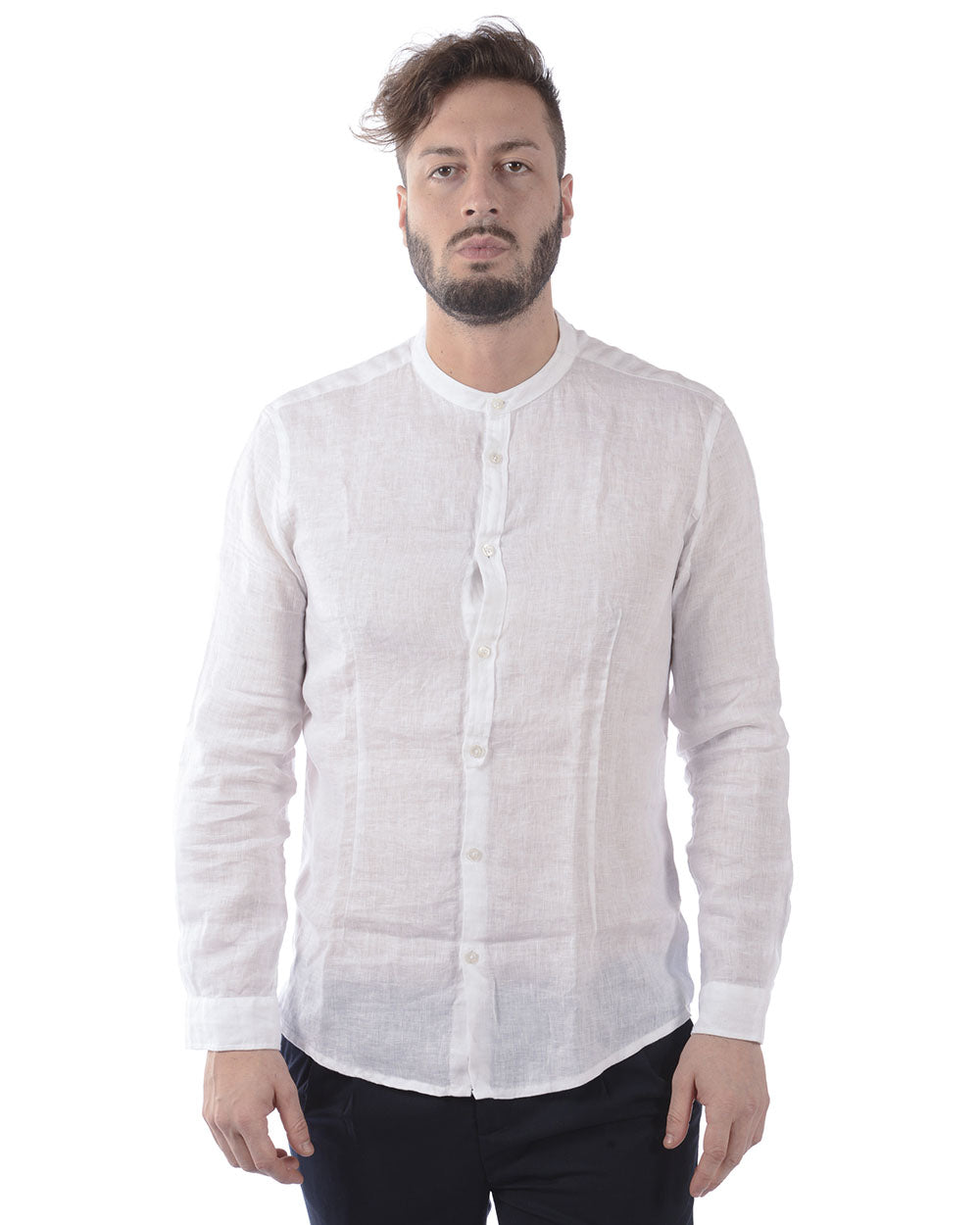 Camicia XL Bianca in Lino Daniele Alessandrini - mem39