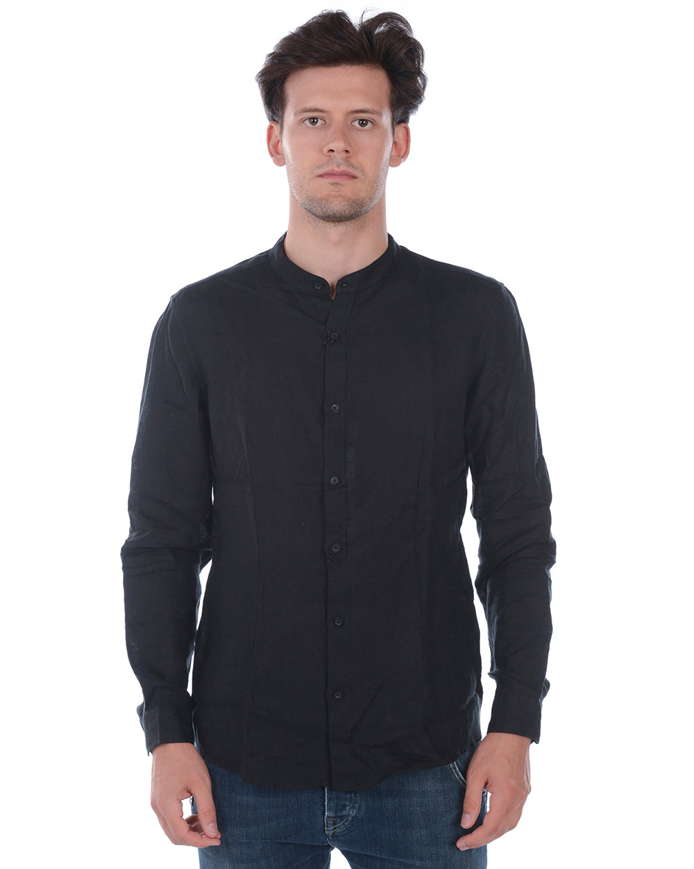 Camicia Lino Nero Daniele Alessandrini - mem39