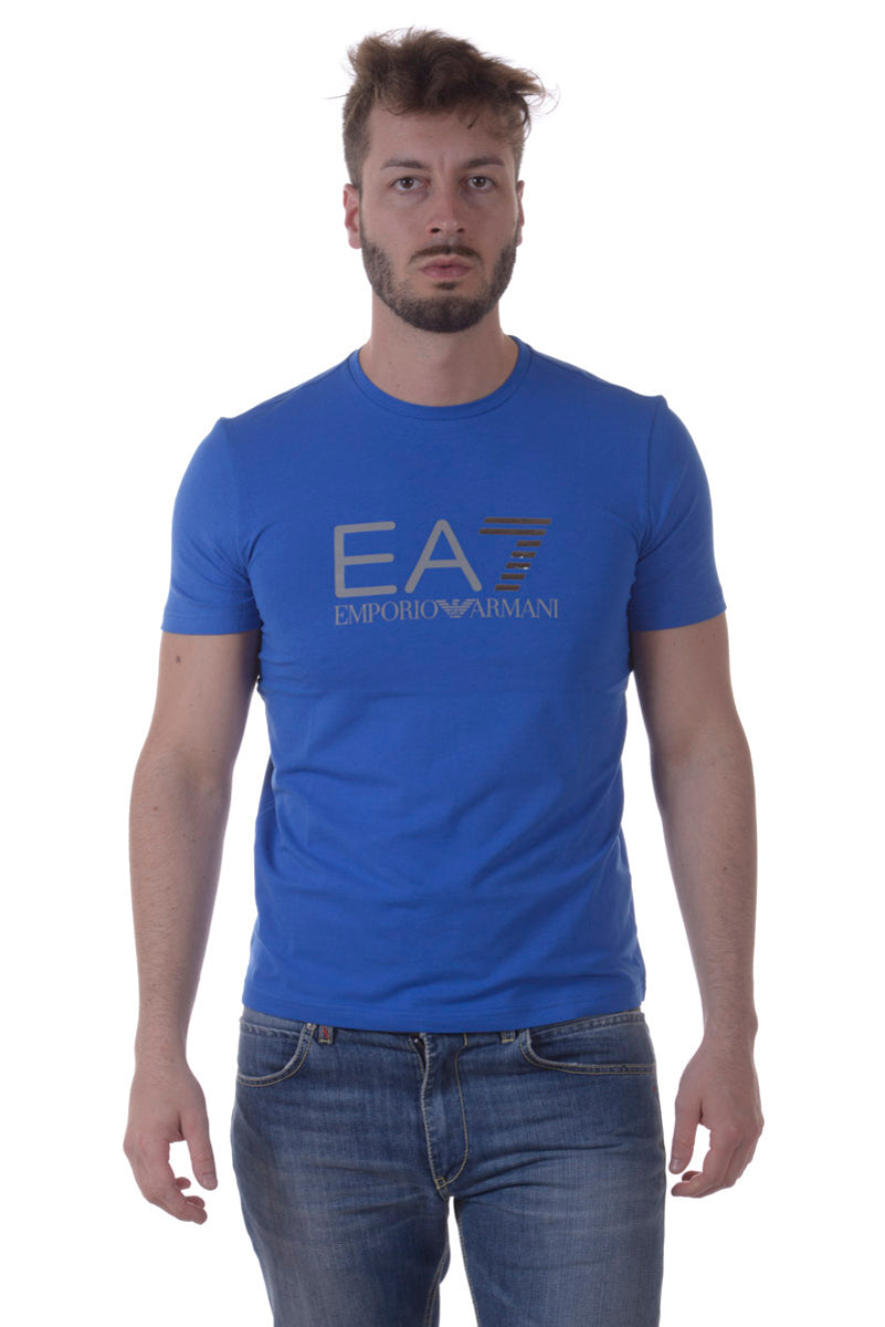 T-shirt Emporio Armani EA7 in Cotone ed Elastan Blu - mem39