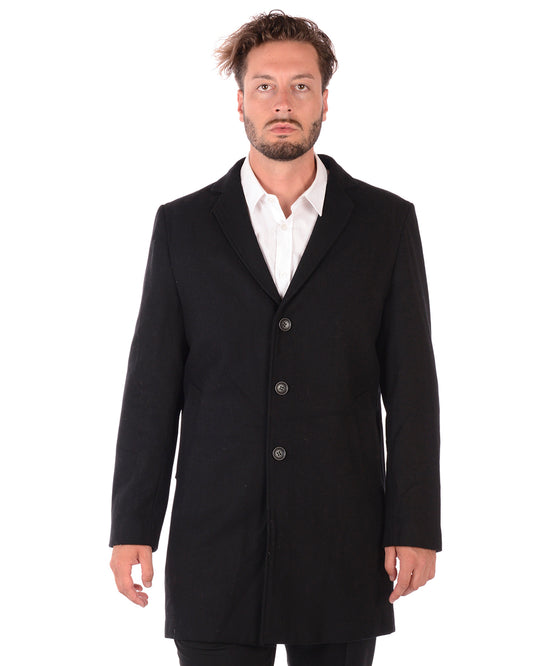 Cappotto in Lana/Poliestere Nero Daniele Alessandrini - mem39