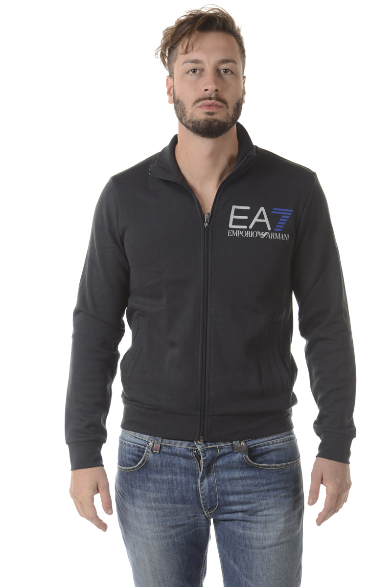 Felpa Emporio Armani EA7 Blu Scuro Zip Senza Cappuccio - mem39