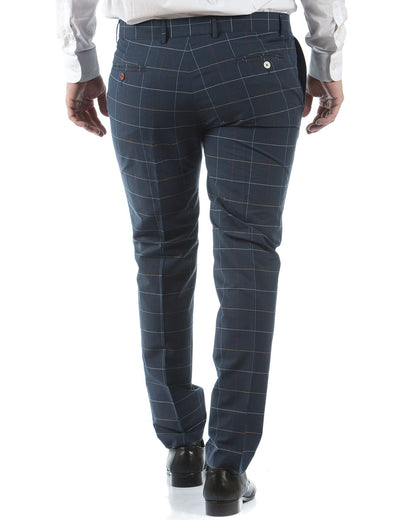 Pantaloni Daniele Alessandrini Blu 52 - Cotone e Lino - mem39