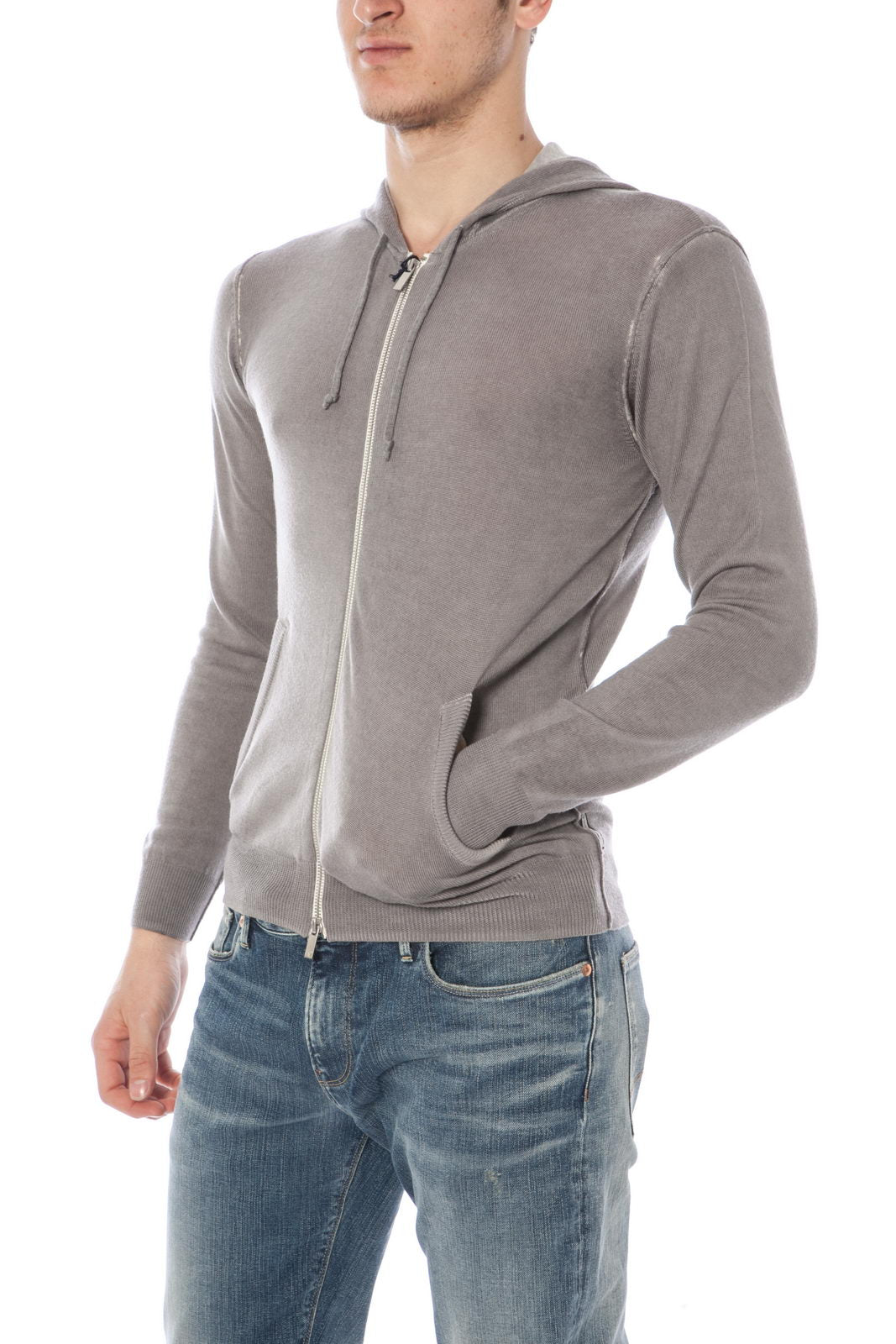 Felpa Armani Jeans AJ XXL Grigio Cappuccio e Zip - mem39