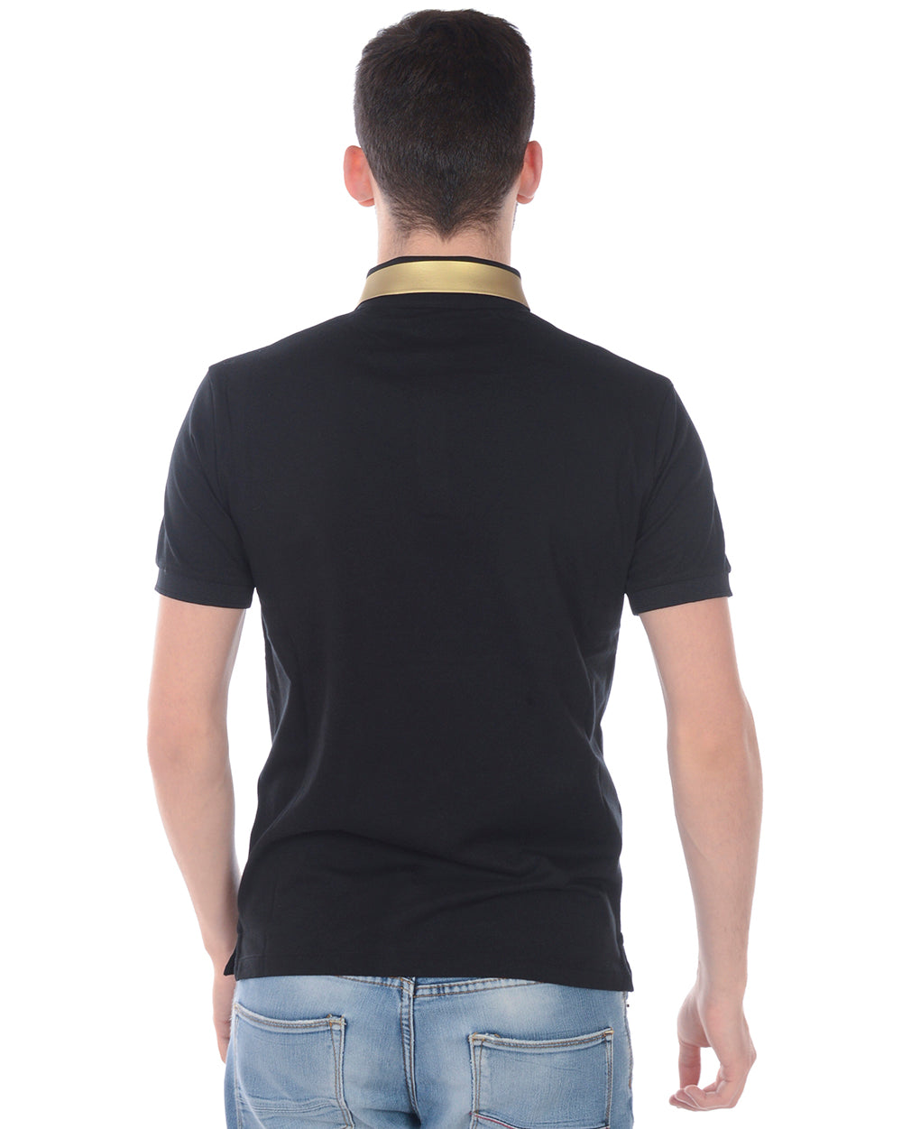 Polo Nero Cotone con Logo Aquila - Emporio Armani - mem39