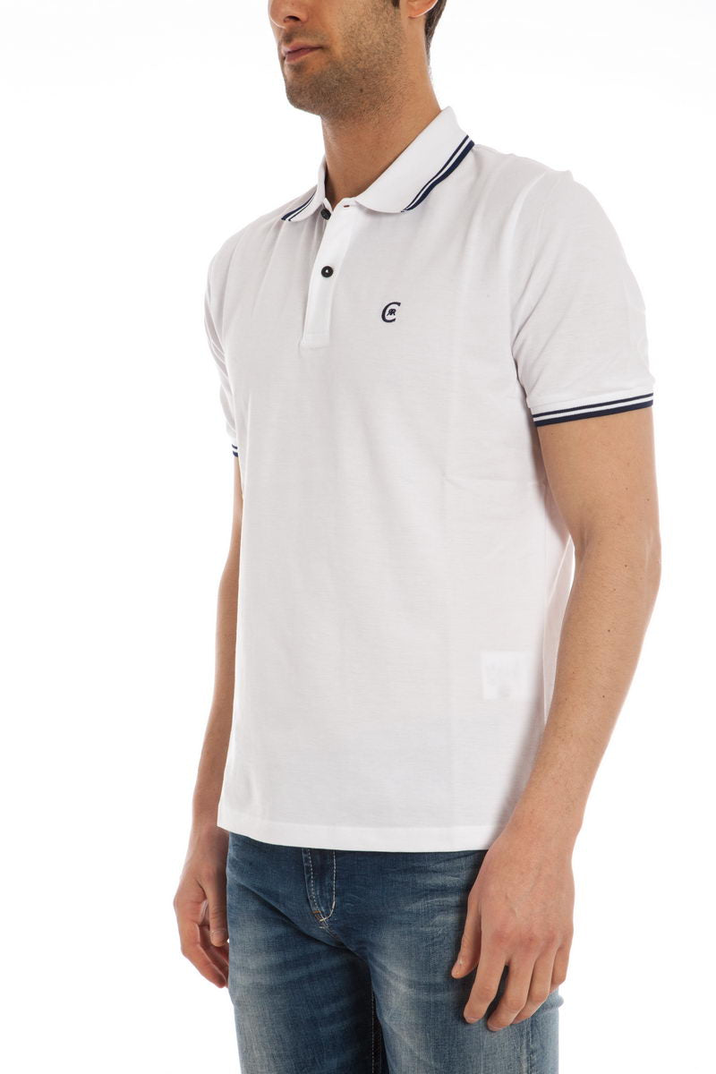 Polo CERRUTI Bianco in Cotone Lavato - mem39