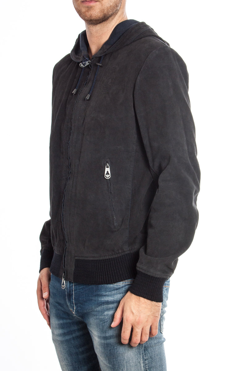 Cappotto Blu Autunnale in Pelle di Capra Armani Jeans AJ - mem39