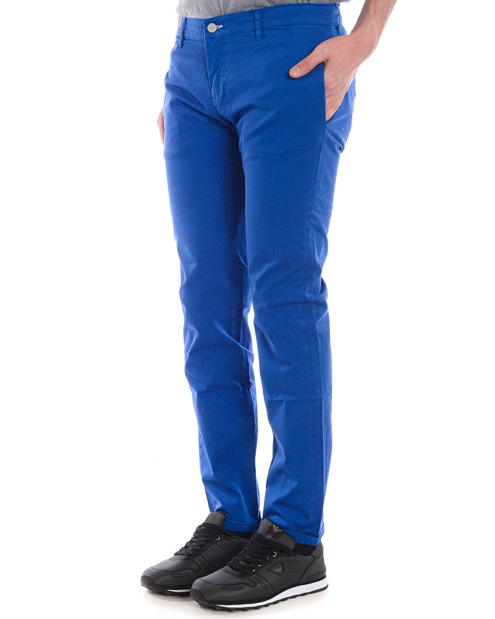 Pantaloni Daniele Alessandrini Blu Chiaro Slim Fit - mem39