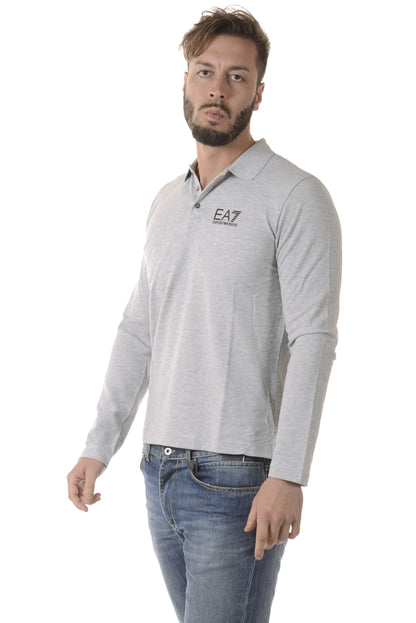 Polo Manica Lunga in Cotone Grigio EA7 Emporio Armani - mem39