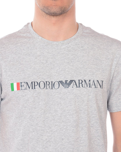 Maglietta Grigia Emporio Armani con Logo Stampato - mem39