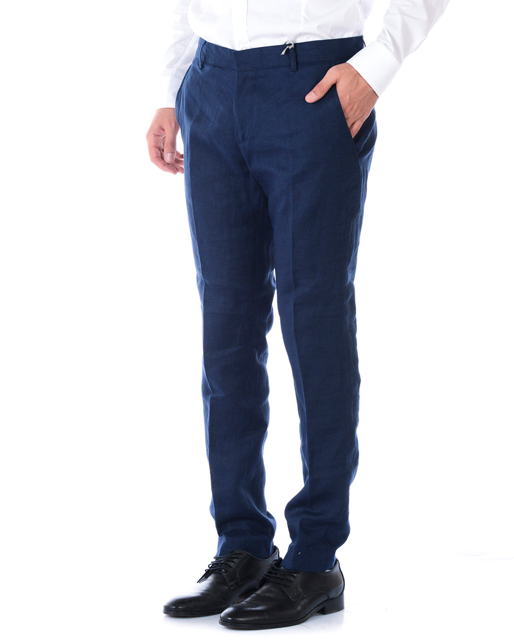 Pantaloni Daniele Alessandrini in Lino Blu - mem39