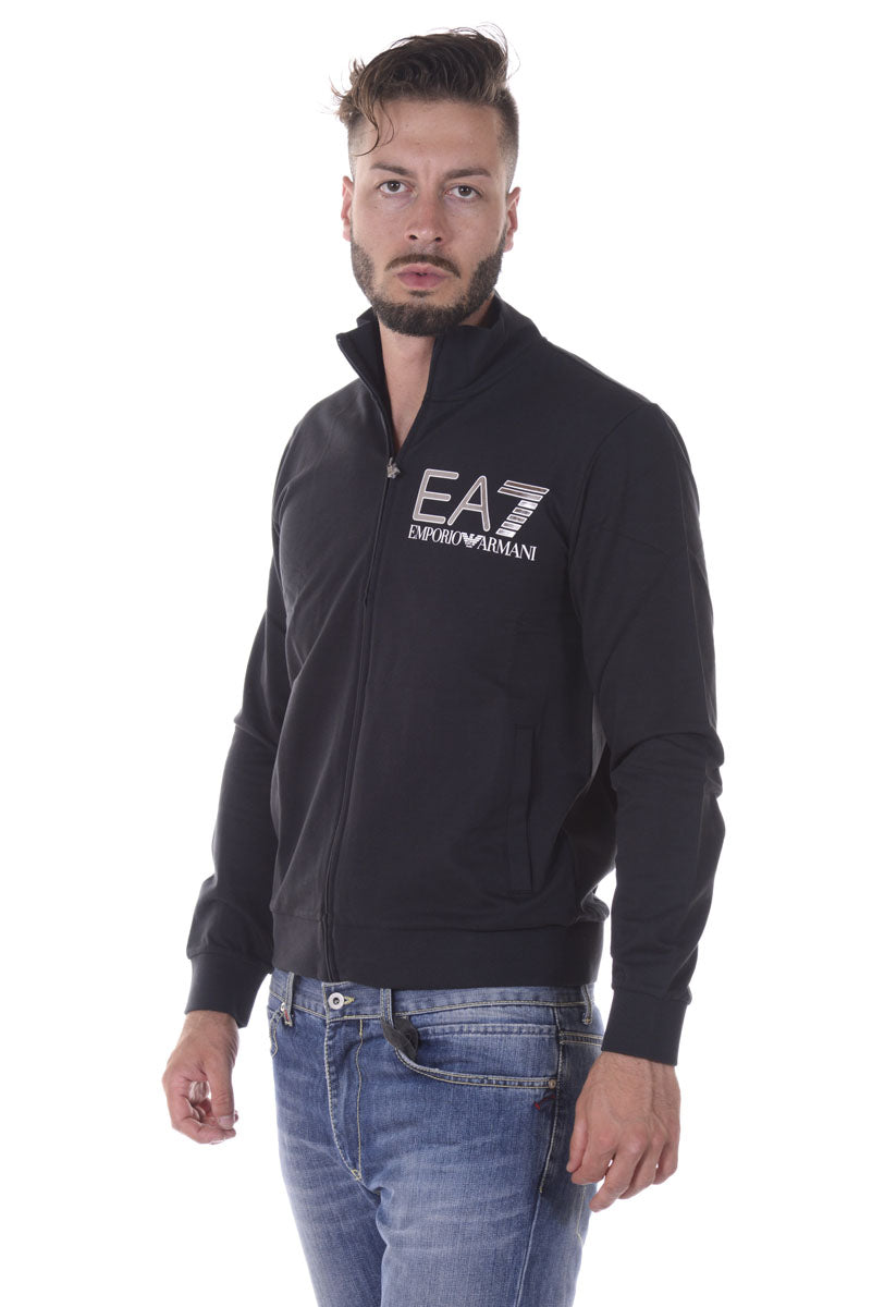 Felpa Emporio Armani EA7 Blu Scuro Zip Senza Cappuccio - mem39