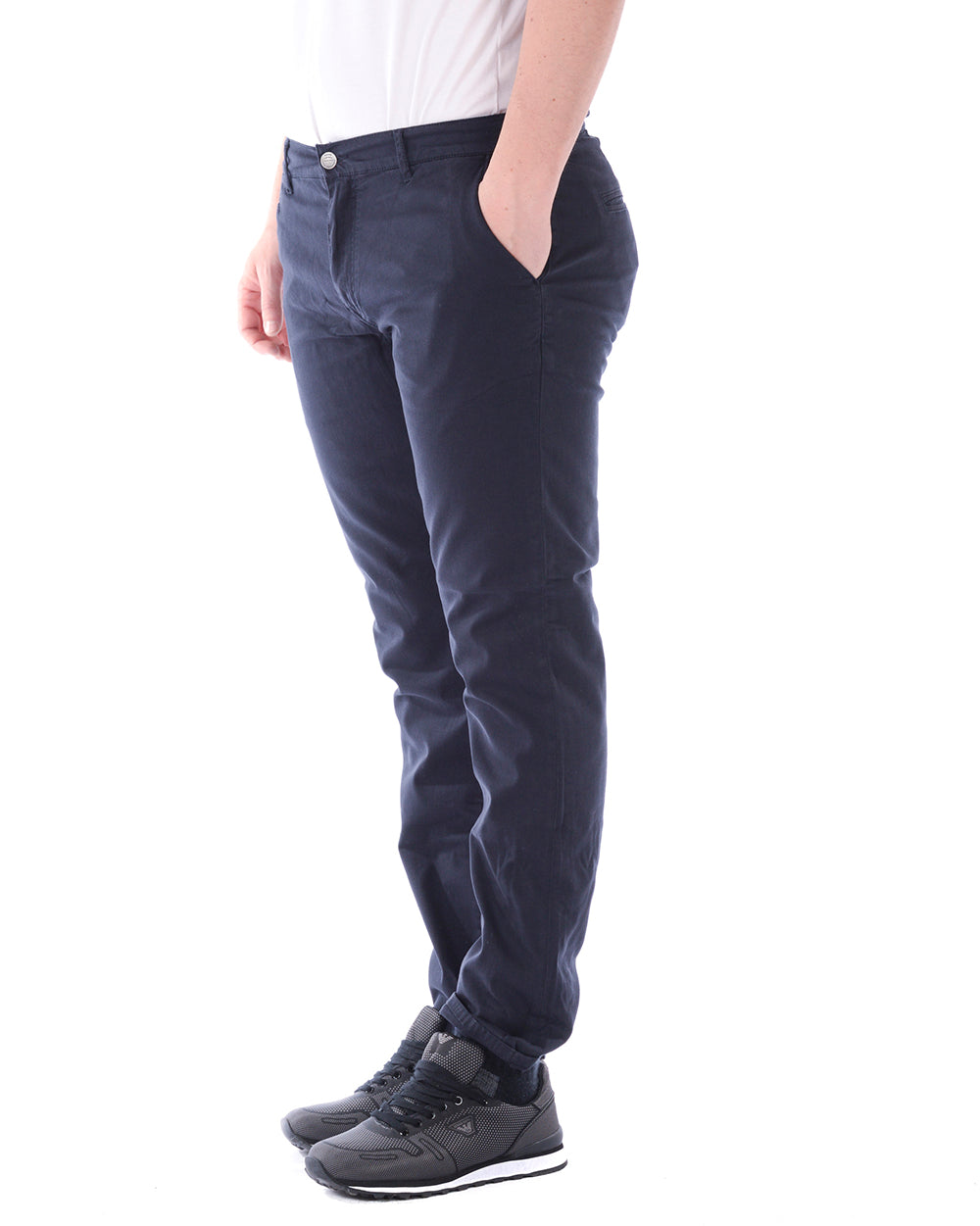 Pantaloni Blu Scuro in Cotone ed Elastan Daniele Alessandrini - mem39