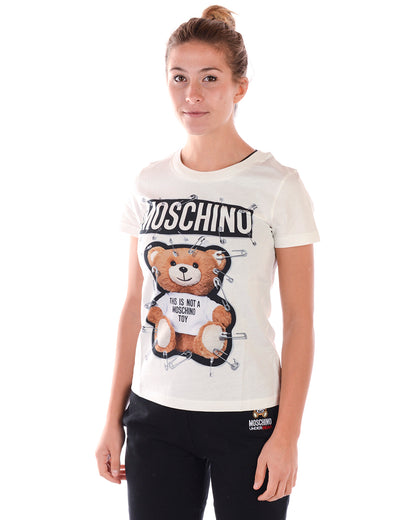 Maglia Moschino Bianca con Logo Distintivo - mem39