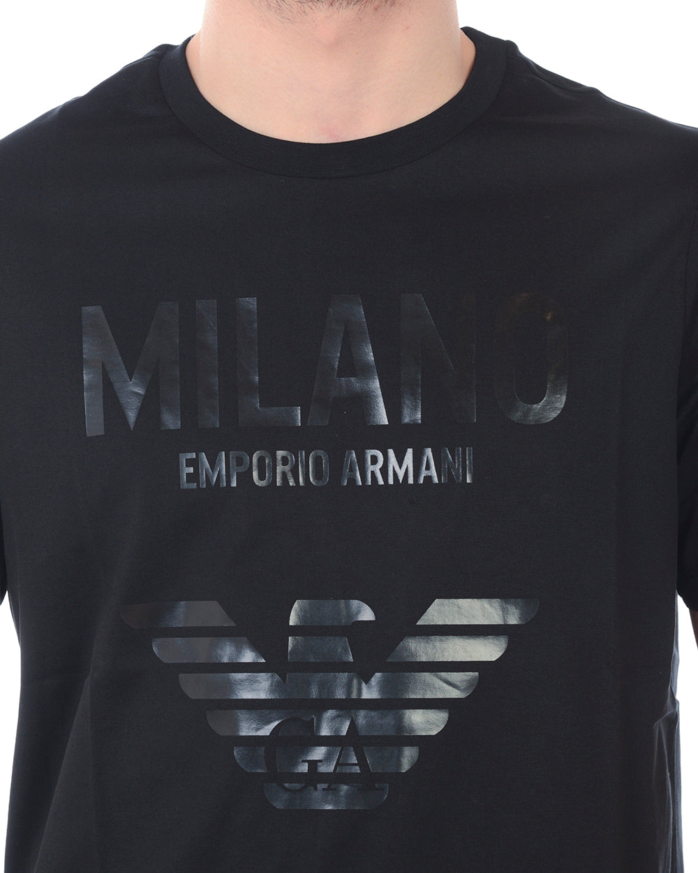 T-Shirt Emporio Armani Blu con Patch Manga Bear - mem39