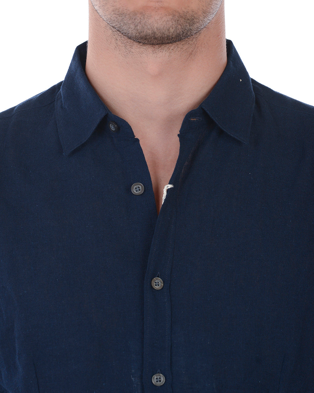 Camicia Daniele Alessandrini Blu in Lino e Cotone - mem39