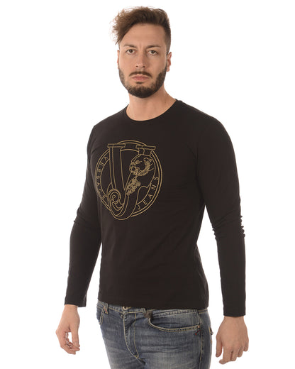 T-shirt Versace Jeans Nero con Logo Discreto - mem39