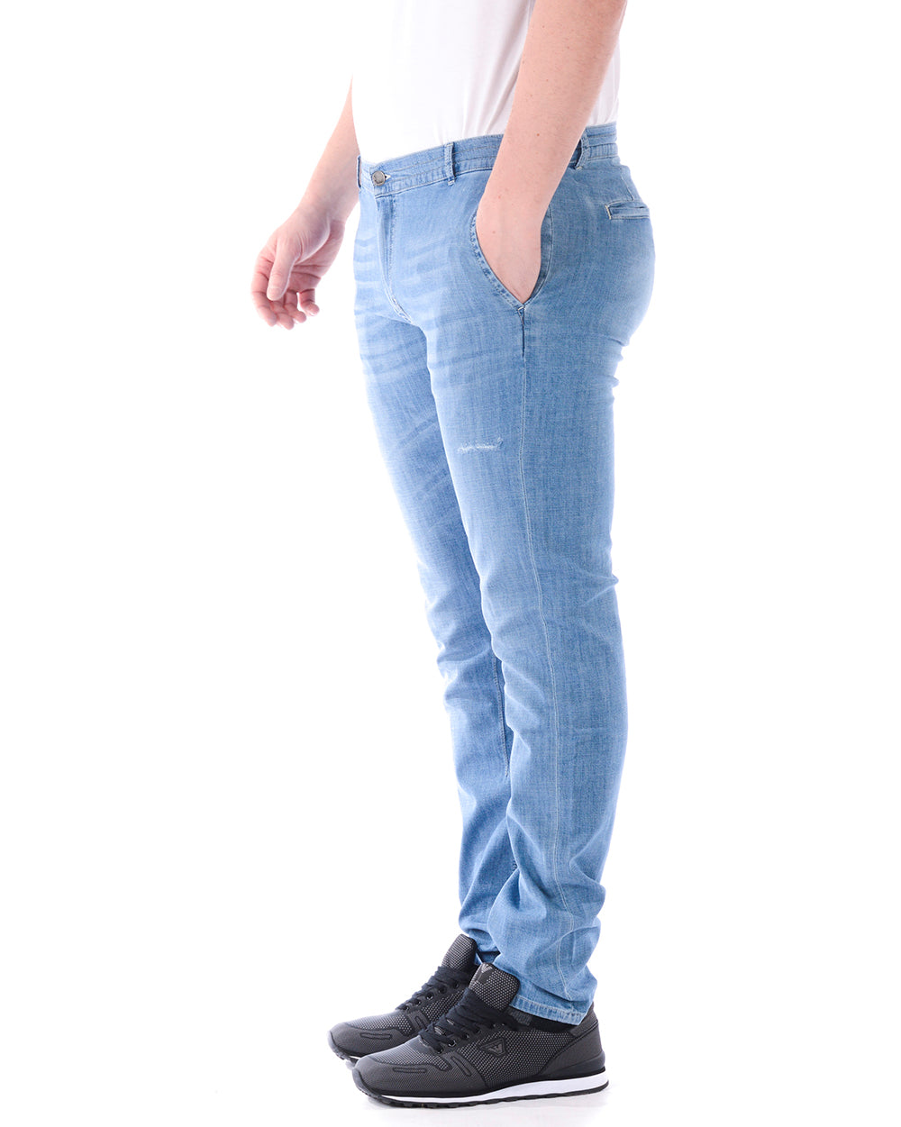 Jeans Daniele Alessandrini Blu Denim con Chiusura Zip e Bottoni - mem39