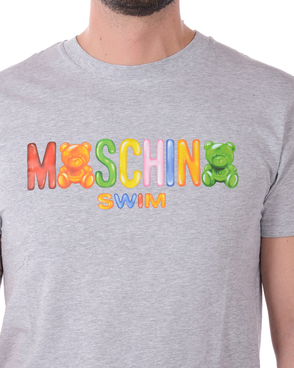 T-Shirt Moschino Swim Grigia Stampata - mem39