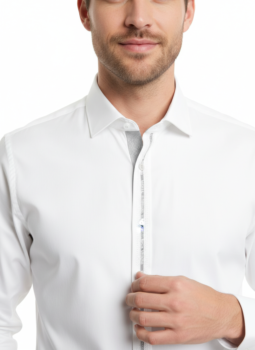 Michael Kors camicia maniche lunghe con banda logata bianco