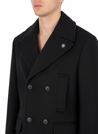 Manuel Ritz cappotto doppiopetto in panno misto lana blu